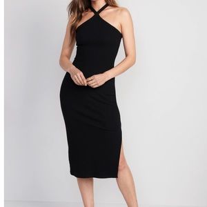 Womans midi ribbed halter dress